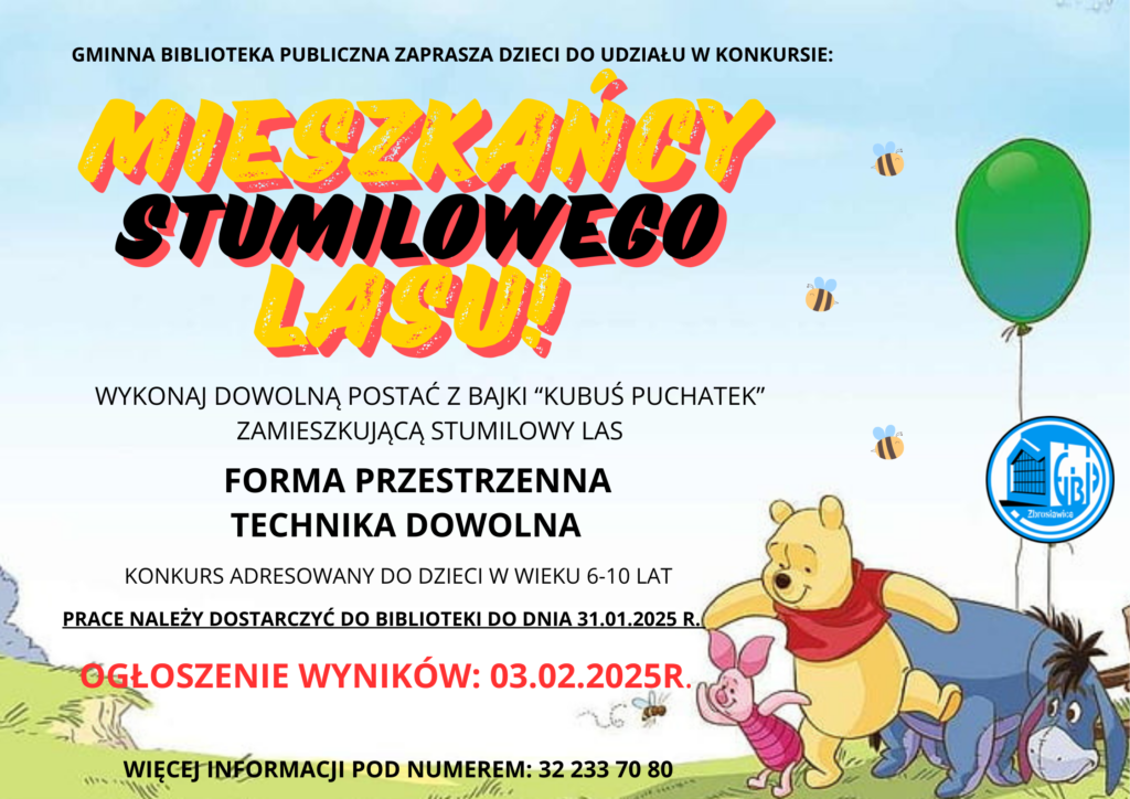 GMINNA BIBLIOTEKA PUBLICZNA ZAPRASZA DO WZIECIA UDZIALU W KONKURSIE