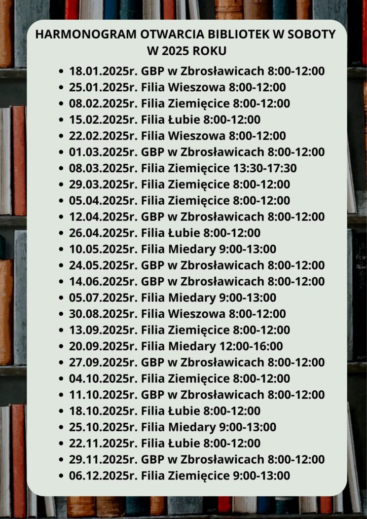 HARMONOGRAM SOBOT PRACUJACYCH 2025