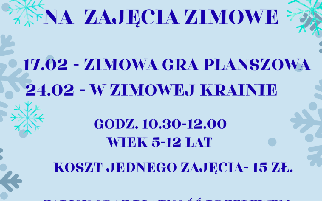 Zajęcia zimowe w bibliotece w Łubiu