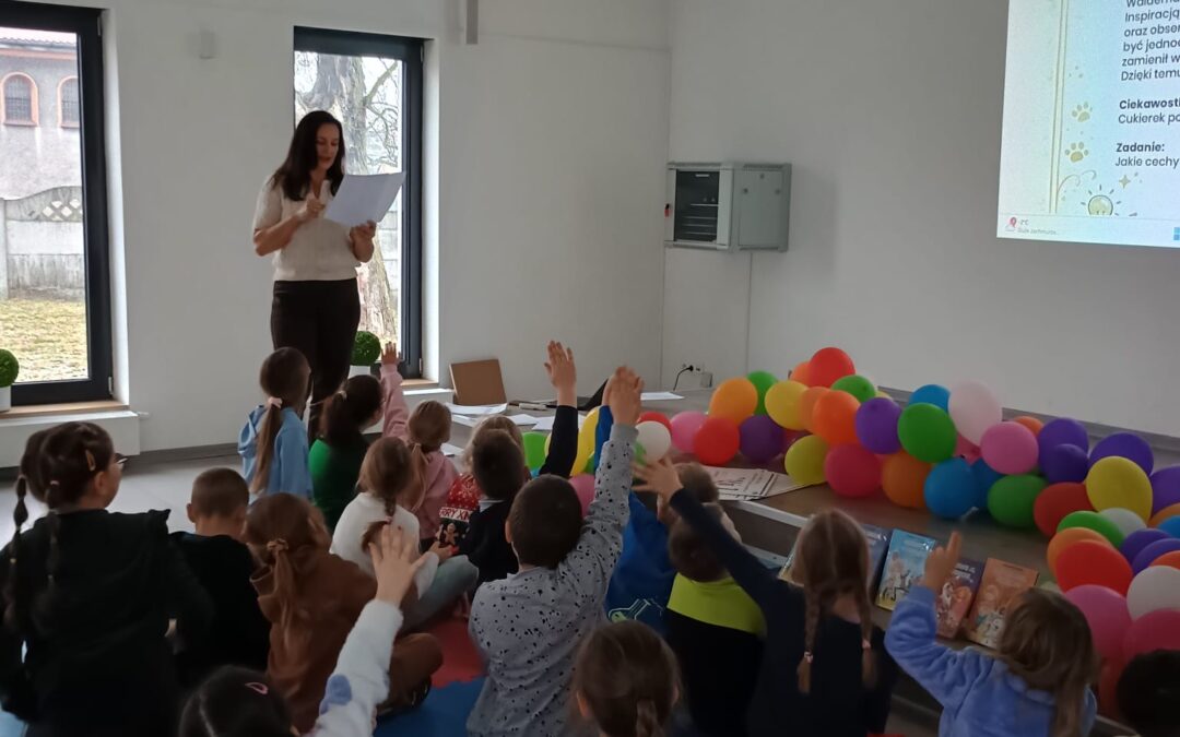 Pasowanie na Czytelnika w bibliotece w Ziemięcicach